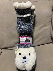 Cuddl Duds Women's Sherpa Lined Polar Bear Slipper Socks Set Of 2 Size 4-10 - Picture 1 of 7