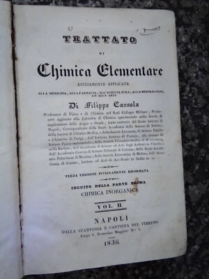 Trattato di Chimica elementare Vol. II – F. Cassola - 1836 - Immagine 1 di 4