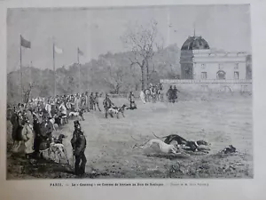 1879 LEVRIER COURSE COURSING LAPIN BOIS BOULOGNE 1 JOURNAL ANCIEN - Picture 1 of 1