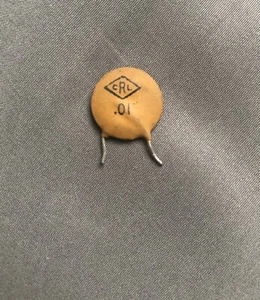 1960s Vintage NOS CRL Centralab .01 uF ceramic disc tone capacitor dime used - Picture 1 of 3