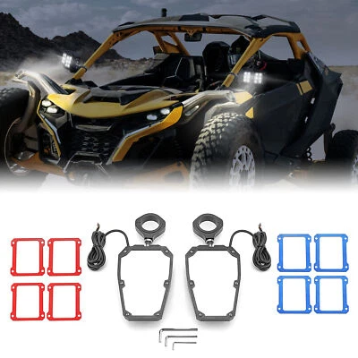 Kit de espejos retrovisores laterales UTV con luz LED de roca para 2024-25 Can am Maverick R Foto 1 de 4