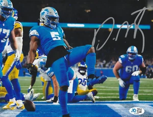 DAVID MONTGOMERY LEONES DETROIT ACCIÓN FIRMADO 8x10 - Imagen 1 de 1