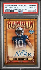 Nick Singleton 2023 Bowman Chrome Ramblin Man Gold Auto 22/50 Penn State PSA 10 - Picture 1 of 2