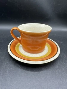 Imperial by W. Dalton Stoneware Tangerine P9261 Cup and Saucer Made in Japan - Imagen 1 de 5