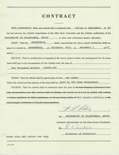 1967 WILLIAM "BILL" LAKIE UC Davis Basketball Contract OHIO STATE LARKIN SCARCE