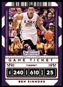 2020-21 Panini Contenders Draft Picks Variations Game Ticket Red Ben Simmons #14
