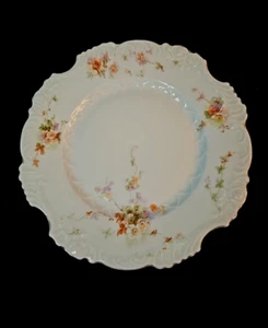 "Plato antiguo de porcelana HERMANN OHME de 8,25"" ALEMANIA melocotón floral dorado" - Imagen 1 de 8