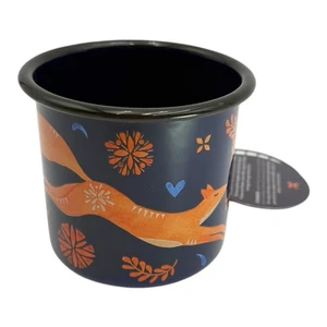 Tazza da caffè smaltata Folklore notte e giorno Fox Deep Blue moderna 12 oz nuova con etichette - Foto 1 di 6