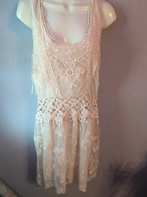 Massmio Dutti Cream Lace Dress Sleeveless Sheath Fit Ivory Size Large  - Image 1 of 4