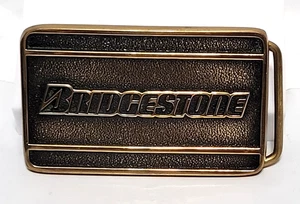 VINTAGE - RARE - BRASS BRIDGESTONE 1983 BTS BELT BUCKLE, USA, 3 1/2" x 2 1/8" - Picture 1 of 5
