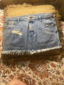 Free People Gonna Donna 6 We The Free Distressed Blu Fondo Denim - Foto 1 di 4