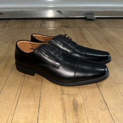 Clarks Tilden Cap Oxford Shoes Men's Size 11 Black Genuine Leather Formal Office - Image 1 of 4