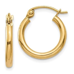 14k Polished 2x15mm Tube Hoop Earrings - Picture 1 of 4