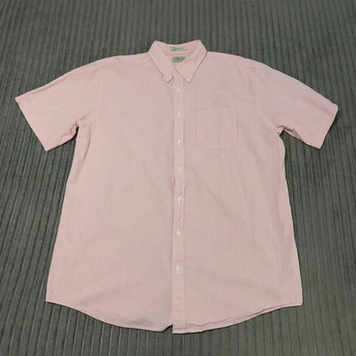 LL Bean Seersucker Shirt Mens XLT Red Traditional Fit Button Up Preppy Casual - Image 1 of 4