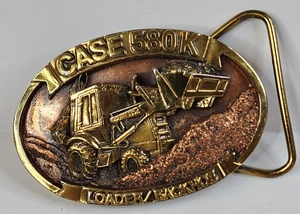 Case Limited Edition 580K Backhoe Gold Copper Belt Buckle Vintage - Picture 1 of 6