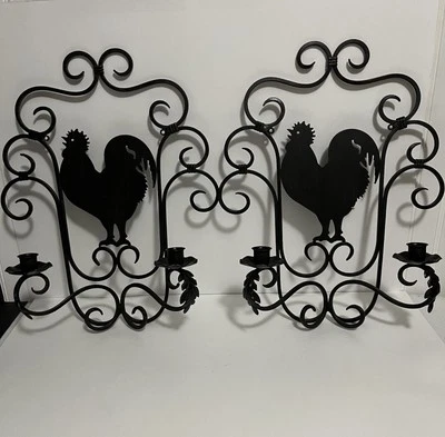 Southern Living Home Rustic Rooster Country Farm Decor Hanging Wall Sconce, 2 - Image 1 of 4