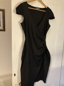 Boohoo Asymmetric Fitted Black Party Dress Size 12 - Picture 1 of 6