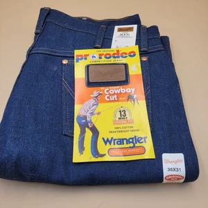 Herren Rigid Wrangler Cowboy Schnitt 13MWZ Original Passform Jeans Indigo Pro Rodeo 36X31 - Bild 1 von 14