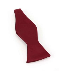 Plain Burgundy Polyester Bow Ties - Self Tie - Picture 1 of 2