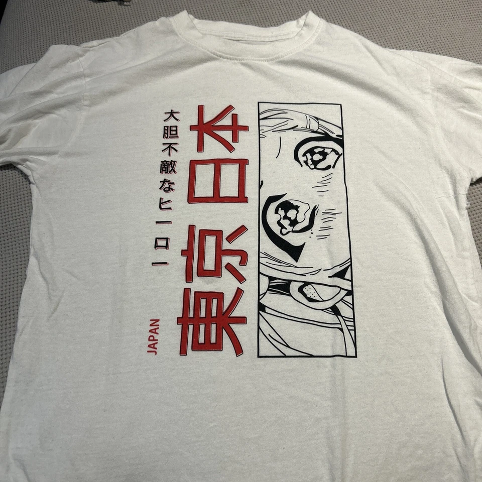Brisco Brands Japan Anime Shirt Adult M Cotton White Crew Neck Graphic Clean - Image 1 of 4