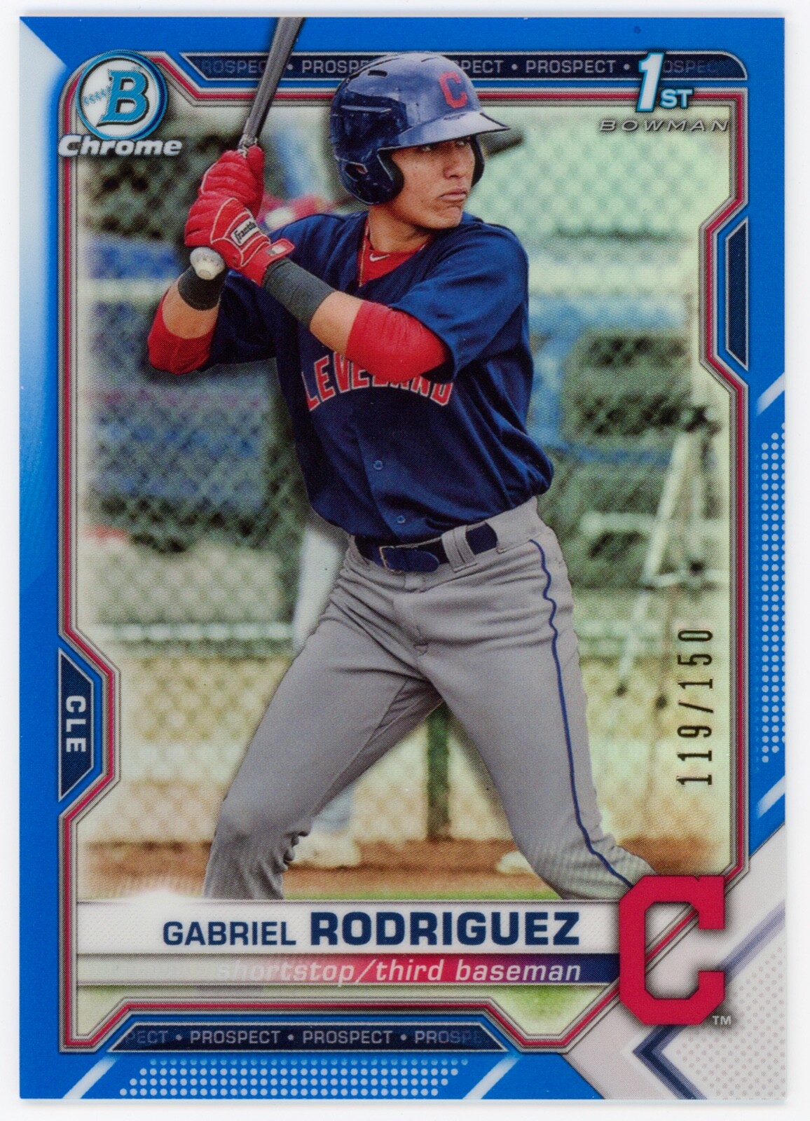2021 Bowman Chrome Gabriel Rodriguez Blue Refractor /150 1st Bowman BCP-180
