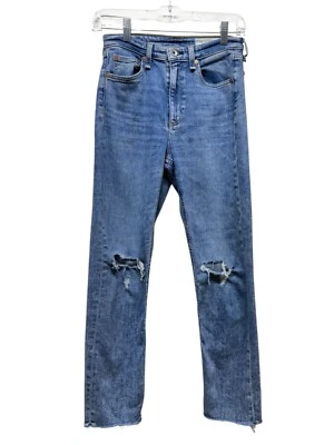 Rag & Bone Jeans Women 26 Blue Nina High Rise Ankle Cigarette Distressed Denim - Image 1 of 4