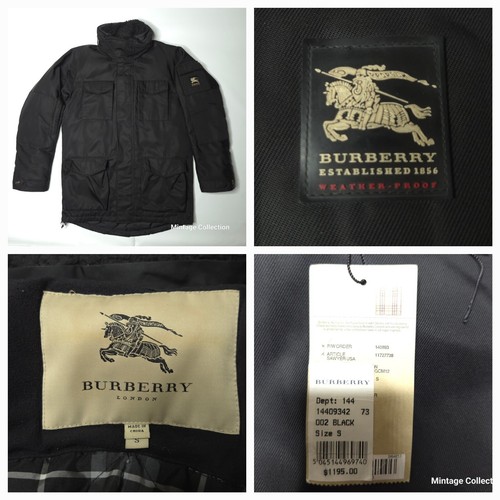 PARKA MILITARE BURBERRY LONDON NERO RESISTENTE ALLE INTEMPERIE PIUMINO D'OCA UOMO Tg S