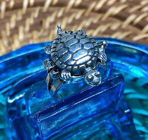925 Sterling Silver Jewelry Turtle & Baby Poison Ring Gift Size 7 - Picture 1 of 3