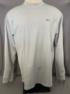 Nike Swoosh Logo Shirt Mens Large Gray Mesh Jersey Long Sleeve T-Shirt - Picture 1 of 12