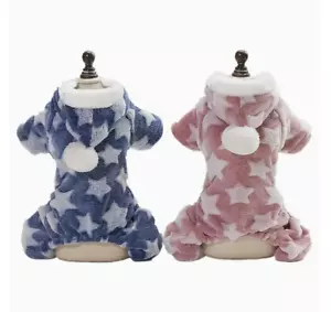 Hooded Stars Dog Pajamas Cozy Bodysuit jumpsuit Autumn, Winter Pet Clothes - Picture 1 of 15