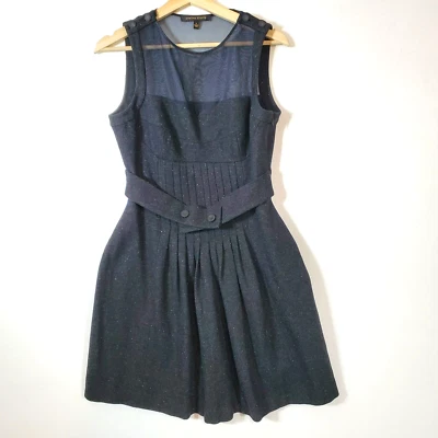 Classic Cynthia Steffe Gray Wool Tweed Intricately Woven Dress Size 6 Sheer - Image 1 of 4