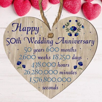 LASER CRAFT SHAPES LTD Happy 50th Wedding Anniversary Sign Gift Heart Fifty Years Husband Wife Gifts