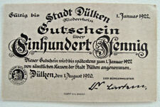 Notgeld Stadt Dülken (Rhl/NW) Gutschein 100 Pfennig 1920 - 1922 Germany (2256)