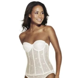 Dominique Rosemarie Corset Bustier Sz 42F Embroidery Lace Lingerie 8900 Bone NWT - Picture 1 of 14