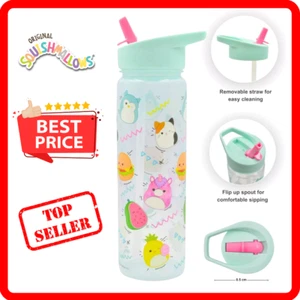 600 ml Hox Squishmallows Kids Plastic Water Bottle With Straw Reusable Gift New - Picture 1 of 5