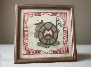 GERAHMTE UNIVERSITÄT VON MARYLAND NADELSPITZE (10"" X 10"") Vintage - Bild 1 von 2