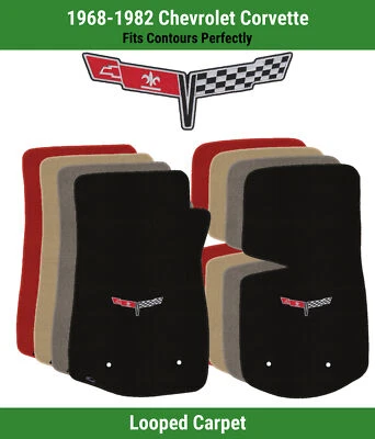 Tapetes frontais Lloyd Loop para Corvette 68-82 com bandeiras cruzadas Corvette 1 - Imagem 1 de 4