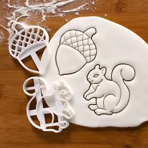 Set of Squirrel & Acorn cookie cutters | critters woodland forest nut biscuit - Picture 1 of 9