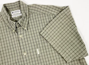 Columbia Hombres XXL Camisa Manga Corta Pesca Exterior Verde Cuadros India De Colección Años 90 - Imagen 1 de 11