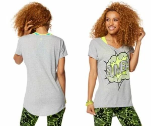 Zumba POW Hi Lo Hem Tee Shirt - Thunderin GRAY - size XS & S  ~ New! - Picture 1 of 1