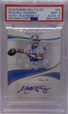 2019 Panini Immaculate Mitchell Trubisky Platinum Auto #1/1 PSA 9 10 UNC SSP SP - Image 1 of 3