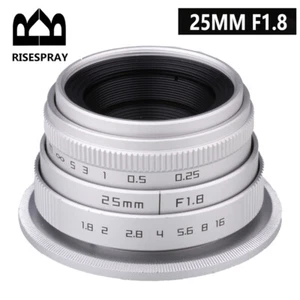 RISESPRAY C mount Mini 25mm F1.8 CCTV Lens For Micro Four Thirds M4/3 4/3 Camera - Picture 1 of 7