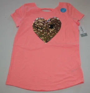 New Carter's Girls 12 year Heart w Face Flip Sequin Top Twist Key Hole Back - Picture 1 of 4