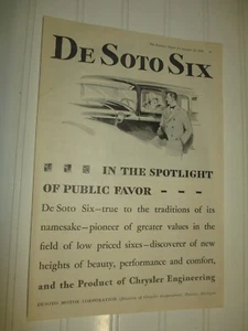 1928 DESOTO SIX AD VINTAGE EPHEMERA  - Picture 1 of 2