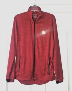 Pre Owned YOUNGLA Collared Zip Up Sweatshirt Jacket Mens Medium Red Black - Picture 1 of 3
