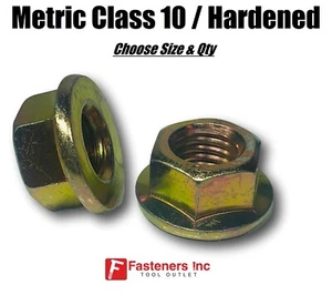 Metric Hex Flange Nuts Class 10 (Grade 8) Zinc Yellow (Choose Size & Qty) - Picture 1 of 2