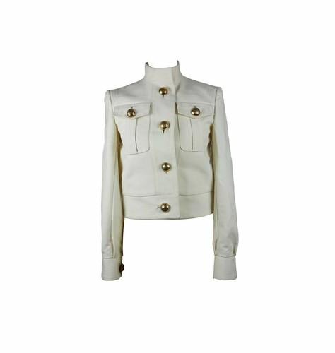 Giacca alta GUCCI bianca crema colletto con bottoni oro donna taglia 44