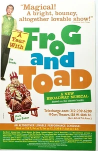 PÓSTER TARJETA VENTANA BROADWAY ORIGINAL "UN AÑO CON RANA Y SAPO" ~ TEATRO CORT - Imagen 1 de 2