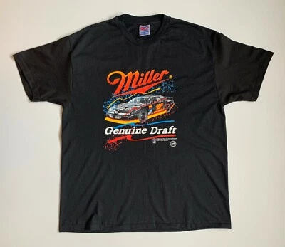 Винтажная мужская футболка Miller Genuine Draft Lyle Nowak Racing 1993 Hanes размер XL - Изображение 1 из 4