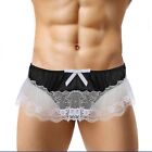 Men Sissy Lace Seethrough Panties Satin G String Thong Briefs Sexy Underwear